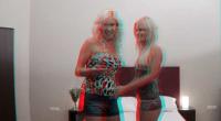 two blonde bimbos in anaglyph 3d